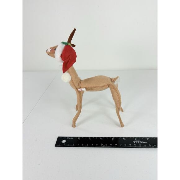 Vtg 1970 Annalee Reindeer Mobilitee Standing Posable With Santa Hat Christmas - Picture 11 of 11